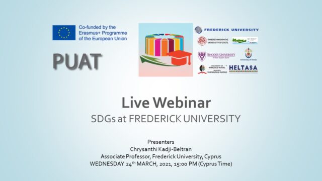 PUAT – SDGs at FREDERICK UNIVERSITY PUAT - SDGs at FREDERICK UNIVERSITY